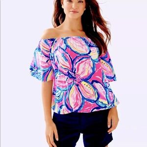 Lilly Pulitzer NWT Sain Top Pink Sunset The Sunny Side Size XXS